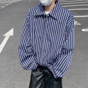 条纹衬衫外套男2024春季新款日系复古潮牌宽松上衣 现货W8144-P62图片