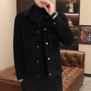新标90白鸭绒 有男士羽绒服金貂绒毛呢大衣外套YR2512-P175图片