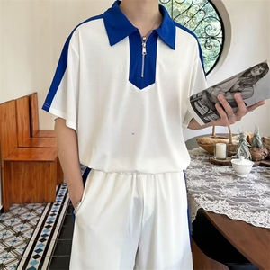 套夏季男原宿潮流新款简约ins百搭日系五分袖慵懒休闲套装五分裤图片
