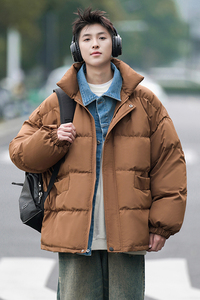 现货一万件 抖音直播 牛仔假两件大码棉衣情侣棉服 8218 P118图片