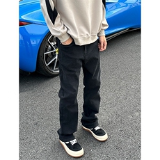 有货。高街cleanfit裤子黑色牛仔裤男修身微喇vibe裤子RK3367-P42，男装牛仔裤，星座412-3