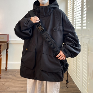 现货L到8XL2025秋季新款连帽夹克外套男宽松加肥加大码胖子胖人图片