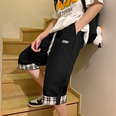 短裤男七分裤夏季薄款ins美式高街阔腿百搭华夫格裤子k27-P28，男装牛仔裤，星座310B-2