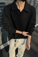 黑墙2026春装套头翻领卫衣男装春季大码宽松长袖打底T恤S390特P38，男装T恤，电商A233-1
