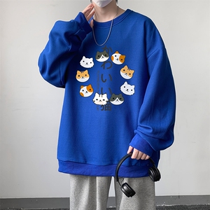 华夫格卫衣圆领卫衣男大码长袖t恤男外套HW76215-P30加绒款-P40