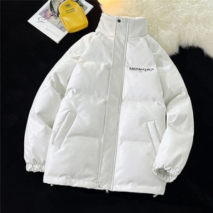 1港风鳄鱼纹棉衣男手塞棉夹克PU皮棉服外套男8507P120控158图片