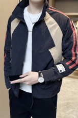 男双杠设计外套上衣工装立领拼色夹克DS-A329-FL2318-P80，男装夹克，电商A329