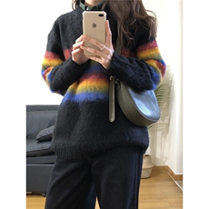 档口现货DM6549-批55抖音天猫高质量彩虹条纹圆领毛衣，男装针织衫/毛衣，星座603-2