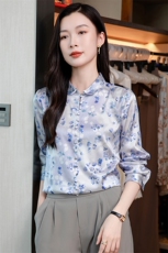 长袖印花真丝衬衫女2026春夏新款时尚洋气减龄重磅真丝上衣小衫，女装衬衫，阿舍尔精品