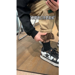 冬款美拉德重磅加厚北极绒保暖束脚裤男士加绒休闲裤 K6692-P55图片