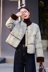 新中式提花国风羽绒服女2024冬新款小个子爆款气质保暖白鸭绒外套图片