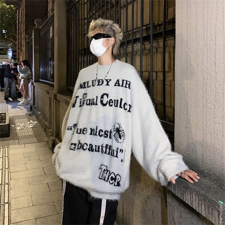毛衣秋冬款圆领毛衫复古仿貂毛小众慵懒风圆领针织衫MY09177-P55,男装针织衫/毛衣,星座308B-2