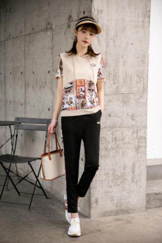 现货供应：拼色休闲套装M一XXL，女装套装/套裙，拉思维加丝