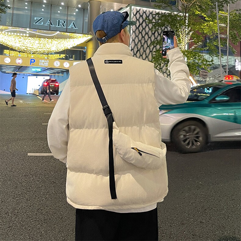 秋冬季港风灯芯绒棉衣马甲潮流宽松加厚保暖潮流棉服男BYM05P65,男装棉衣,电商A086