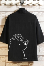HF59166-P40风汉服男开衫外套七分袖道袍砖墙挂拍，男装民族服装，电商A040A