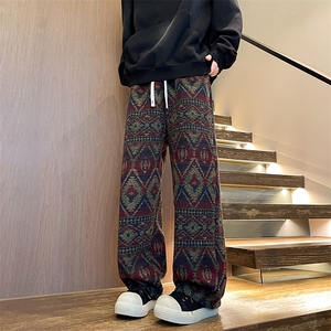 8XL-M羊羔绒裤子男冬季加绒加厚民族风重磅针织棉裤大码KZ023P78图片