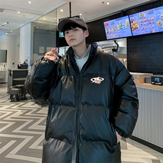 新款立领pu皮印花棉衣男秋冬季加厚面包服外套保暖棉服MY621-P115，男装棉衣，星座505-3