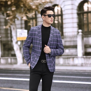 男士格纹西装 春装新款西服外套 7816 P155 258图片