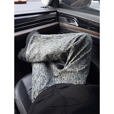 B221美式ins高街暗黑宽松直筒提花牛仔裤LK24395-特P52控88，男装牛仔裤，电商B221