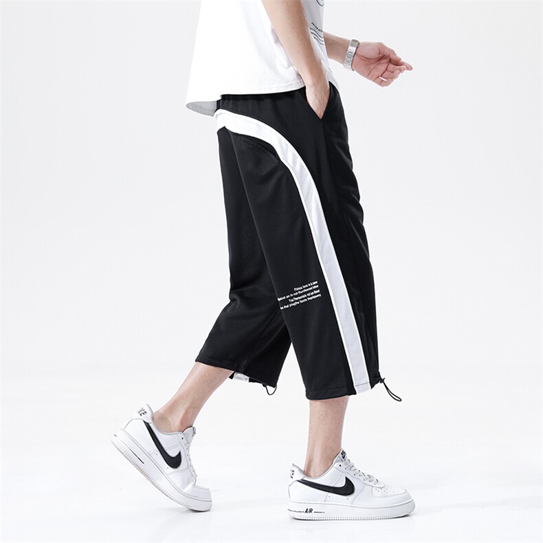 7XL-M港风2023夏季新款休闲裤七分裤男中性风男女学生中裤控价68图片