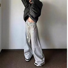 麻绳弯刀小众2025秋卫裤春秋季宽松美式阔腿休闲灰色运动裤长裤，男装休闲裤，星座601-1