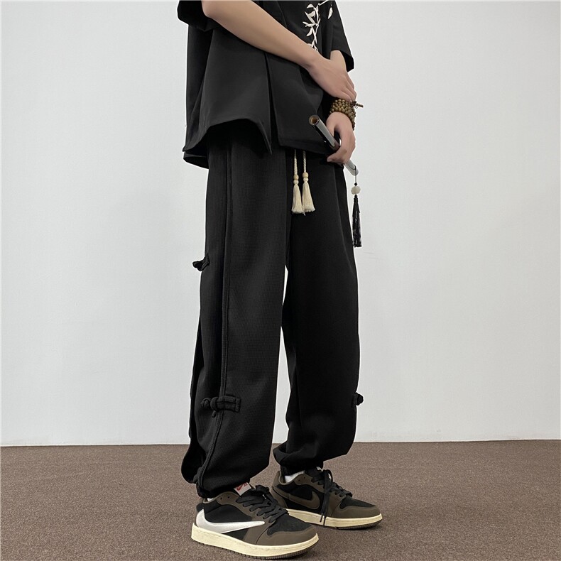 抖音品质百搭新中式风盘扣束脚宽松休闲裤B315-K24049-p55控78,男装休闲裤,电商B315