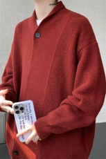 新中式道袍开衫毛衣男针织衫外套老钱风大衣内搭慵懒线衣KS006P65，男装针织衫/毛衣，电商B312