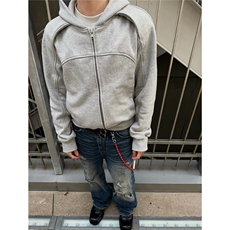 春秋季美式复古拼接连帽休闲开衫卫衣男女潮痞帅运动拉链夹克外套，男装夹克，星座506A
