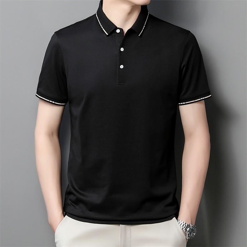 中青年夏季2022薄款男士短袖POLO衫透气丝光商务潮流半袖上衣P48，男装Polo衫，星座1105-3