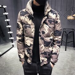 冬季加厚羊羔绒领迷彩修身棉服韩版潮流冬装棉袄C301-MY09-P140，男装棉衣，电商C301