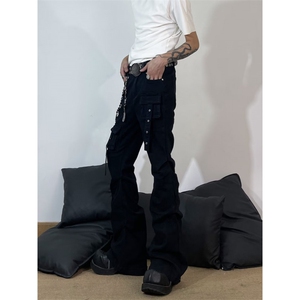 美式复古hiphop重工多口袋嘻哈街头高街喇叭牛仔裤K71526-P50网图图片