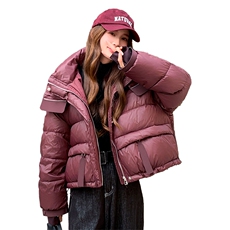 现货2025冬装新款气质白鸭绒加厚保暖印花羽绒服女，女装羽绒服，苗苗