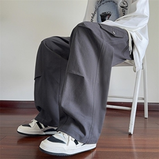 秋季新款休闲裤男纯棉工装裤宽松拖地裤纯色长裤K9906-P45控68，男装工装外套，星座209-2