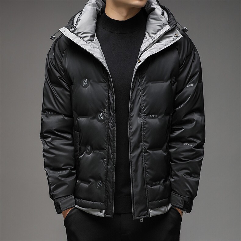 BJY08582新款冬季男士白鸭绒羽绒服连帽保暖外套修身风衣大衣，男装风衣，电商B360