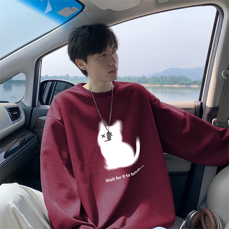 抖音品质秋季新款重磅港风仿棉圆领卫衣wycm3970-特批28控49,男装卫衣,星座605(原A050)