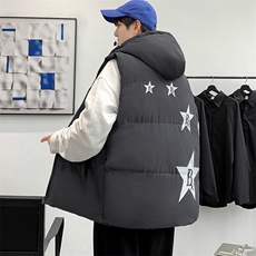 秋冬港风棉衣马甲潮流宽松连帽加厚保暖潮流棉服男MF02P68控98，男装棉衣，电商A086
