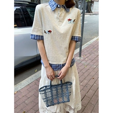 H0712-P43短袖t恤夏2026新款假两件卡通刺绣翻领上衣韩版女装，男装T恤，星座617A-2