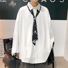 秋季港风青春流行休闲大码宽松长袖衬衫男衬衣CS7974P45控68，男装衬衫，星座226-1