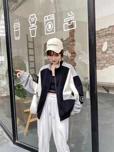 拼色立领外套图片