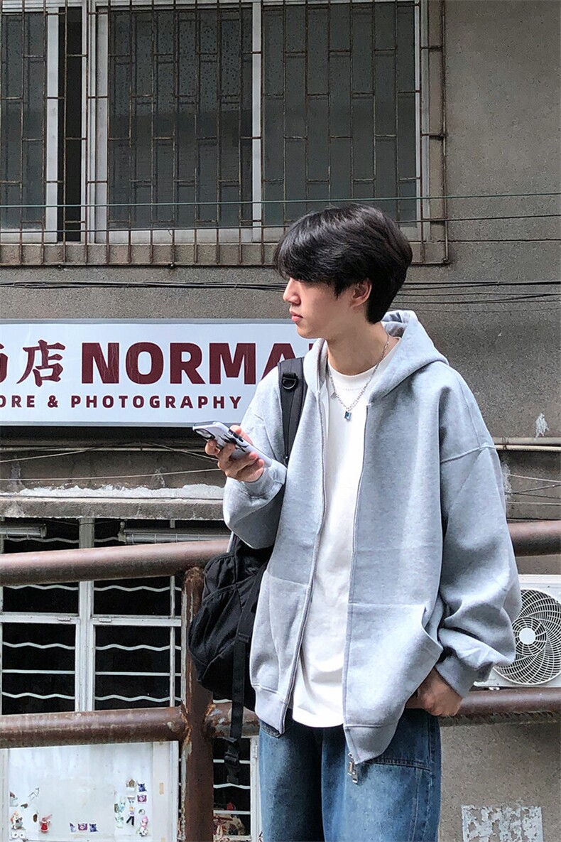 特P65无差价新款春季潮流百搭拉链连帽卫衣-KS0019港风街头,男装卫衣,电商A003