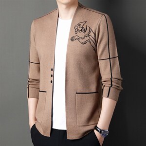 针织开衫男外套2023年秋季新款中年男装休闲毛衣宽松潮流上衣图片