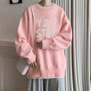 假两件毛衣男大码加绒针织衫男毛线衣M80347-P55 加绒P70图片