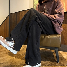 摇粒绒休闲裤D2272-TP50控价68冬季港风设计感开叉直筒长裤男，男装休闲裤，电商A102-1