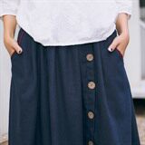 气质时尚2024年秋季中长款显瘦纯色拼色文艺休闲半身裙，女装半身裙，风姿绰