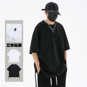109-1-T2309-P45 M-6XL 立体贴袋240克纯棉宽松新款T恤图片