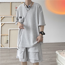 703-TZ273-P75华夫格休闲立体口袋套装M-5XL，男装休闲套装，星座703