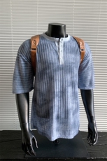 宽松松弛感oversizeT恤垂坠感竖坑条亨利领短袖HY925TP35控58，男装T恤，电商A102B