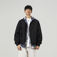 可二开假两件格子拼接大码M-5XL夹克聚酯纤维JK78094P75控118，男装夹克，星座227-7