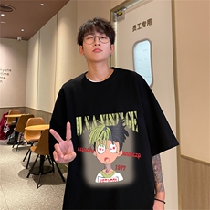 特P19控38230g重磅纯棉灌篮高手印花港风短袖t恤男DT3130，男装T恤，电商B370