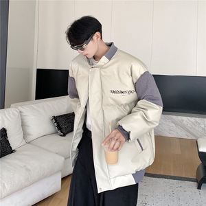 港风毛线衣拼接PU皮棉衣男成分：聚酯纤维MY78756P140控198图片